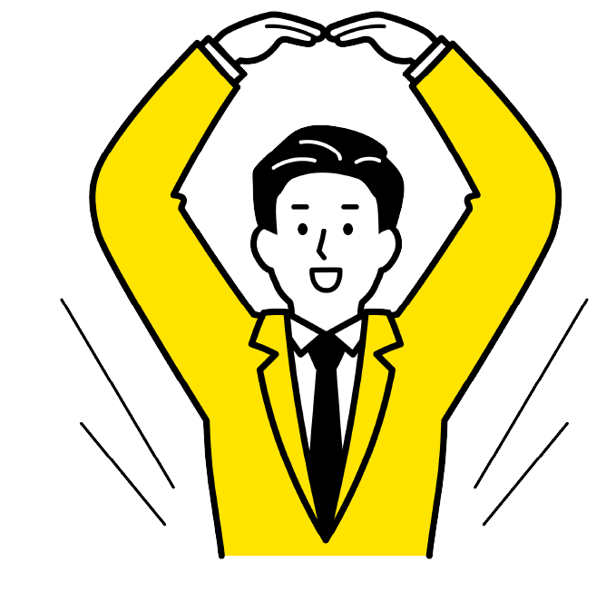 腕で丸を作っている男性のイラスト
